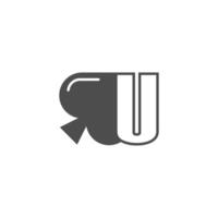 letter u-logo gecombineerd met schoppenpictogramontwerp vector