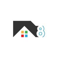 nummer 8 logo icoon voor huis, onroerend goed vector