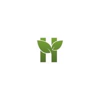 letter h met groen blad symbool logo vector