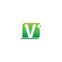 letter v logo icoon met medisch kruis ontwerp vector