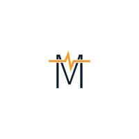 letter m pictogram logo gecombineerd met pulse pictogram ontwerp vector