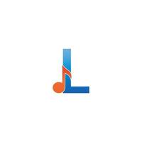letter l logo icoon gecombineerd met notitie muzikaal ontwerp vector
