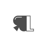 letter l-logo gecombineerd met schoppenpictogramontwerp vector