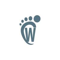 letter w pictogram logo gecombineerd met voetafdruk icoon ontwerp vector