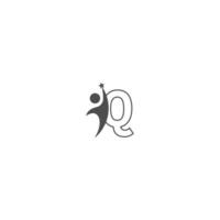 letter q pictogram logo met abstrac sucsess man vooraan, alfabet logo pictogram creatief ontwerp vector