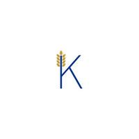 letter k gecombineerd met tarwepictogram logo-ontwerp vector