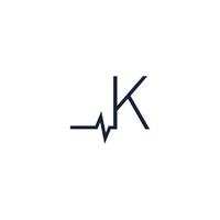 letter k pictogram logo gecombineerd met pulse pictogram ontwerp vector