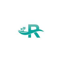 letter r logo kokospalm en watergolf pictogram ontwerp vector