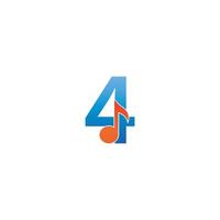 nummer 4 logo icoon gecombineerd met notitie muzikaal ontwerp vector