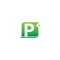 letter p logo icoon met medisch kruis ontwerp vector