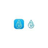 druppel water d logo brief ontwerpconcept vector