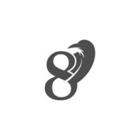 nummer 8 en kraai combinatie pictogram logo ontwerp vector