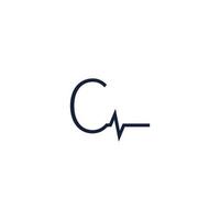 letter c pictogram logo gecombineerd met pulse pictogram ontwerp vector