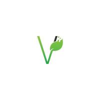 letter v logo blad digitaal pictogram ontwerpconcept vector