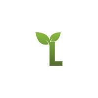 letter l met groen blad symbool logo vector