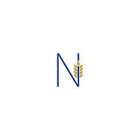 letter n gecombineerd met tarwepictogram logo-ontwerp vector