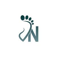 letter n icon-logo gecombineerd met voetafdrukpictogramontwerp vector