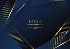 elegante diagonale blauwe luxe achtergrond met lijnen gouden rand. sjabloon premium award ontwerp. vector