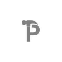 letter p en hamer combinatie pictogram logo ontwerp vector