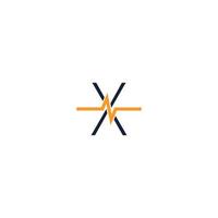 letter x icoon logo gecombineerd met pulse icoon ontwerp vector