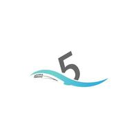 icon logo nummer 5 in het water laten vallen vector