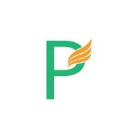 letter p-logo met vleugelpictogram ontwerpconcept vector