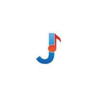 letter j-logopictogram gecombineerd met notitie muzikaal ontwerp vector