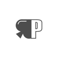 letter p-logo gecombineerd met schoppenpictogramontwerp vector