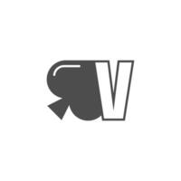 letter v-logo gecombineerd met schoppenpictogramontwerp vector