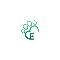 letter e pictogram op pootafdrukken logo vector