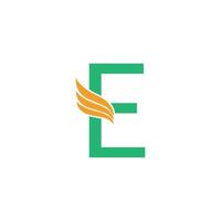 letter e-logo met vleugelpictogram ontwerpconcept vector
