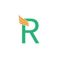 letter r-logo met vleugelpictogram ontwerpconcept vector