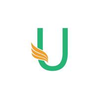 letter u-logo met vleugelpictogram ontwerpconcept vector
