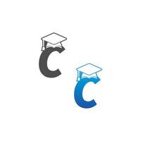 letter c afstuderen pet conceptontwerp vector