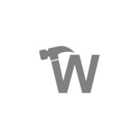 letter w en hamer combinatie pictogram logo ontwerp vector