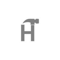 letter h en hamer combinatie pictogram logo ontwerp vector