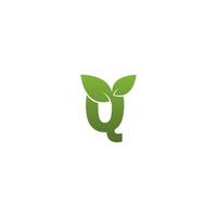 letter q met groen blad symbool logo vector