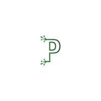 letter p logo ontwerp kikker voetafdrukken concept vector