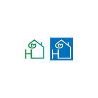 letter h huis met liefde pictogram logo vector