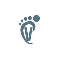 letter v pictogram logo gecombineerd met voetafdruk icoon ontwerp vector