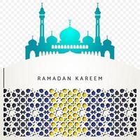 elegant moskeepoortontwerp. ramadan kareem achtergrond met islamitische mozaïek en moskee vector. geschikt voor islamitische vakantiegroetontwerpen vector