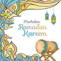 ramadan doodle uitnodigingskaart en groet banner. vector