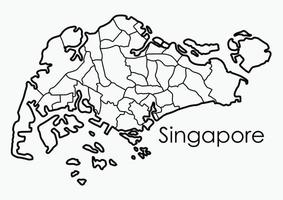 doodle uit de vrije hand tekening kaart van singapore. vector