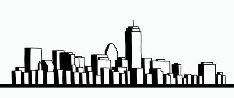 moderne stadsgezicht skyline overzicht doodle tekening op witte achtergrond. vector