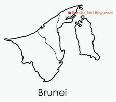 doodle uit de vrije hand tekening kaart van brunei. vector