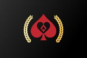 eenvoudige schoppenaas met laurierblad voor game poker casino logo ontwerp vector