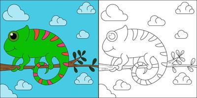 kameleon hagedis geschikt voor kinderen kleurplaten pagina vectorillustratie