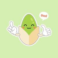 schattig en kawaii pistachenoot stripfiguur. traditioneel hapje. gezond eten. moer sieraad. vector