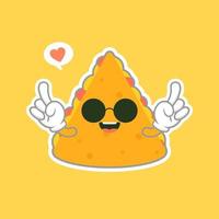 schattig en kawaii quesadilla-karakter. Mexicaans eten platte ontwerp illustratie. hand getekende schattige emoji. vector platte emoticon illustratie van Mexicaans fastfood. kruiden traditioneel eten
