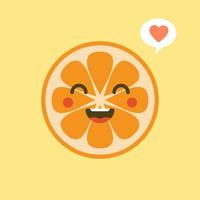 schattig en kawaii stripfiguur oranje. gezonde gelukkige biologische fruit karakter illustratie. citrusvruchten met veel vitamine C. zuur, waardoor het fris aanvoelt. vector
